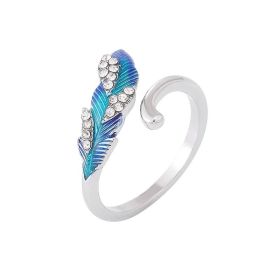 Bright Blue Feather Earring Ring Alloy Earring