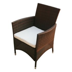 vidaXL 7 Piece Patio Dining Set with Cushions Poly Rattan Brown