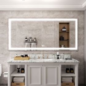 72-in W x 36-in H LED Lighted Rectangular Fog Free Frameless Bathroom Vanity Mirror