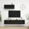 TV Cabinets 3 pcs High Gloss Black Engineered Wood