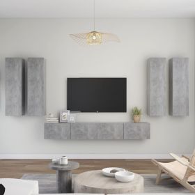 6 Piece TV Cabinet Set Concrete Gray Engineered Wood