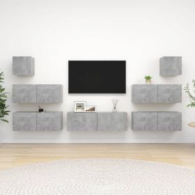 7 Piece TV Cabinet Set Concrete Gray Engineered Wood