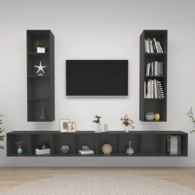 Wall-mounted TV Cabinets 4 pcs Gray Engineered Wood