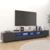 TV Cabinet with LED Lights Gray 102.4"x13.8"x15.7"