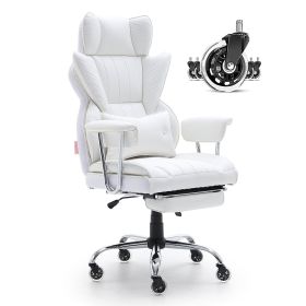 VEVOR Reclining Office Chair with Footrest, Heavy Duty PU Leather Wide Office Chair, Big and Tall Executive Office Chairs with Lumbar Support