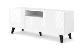 Diuna tv stand 145 2D1K / 56,9 in white / white gloss / black leg