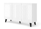 Diuna commode 145 3D / 56,9 in white / white gloss / black leg