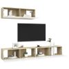 TV Cabinets 3 pcs White and Sonoma Oak Engineered Wood