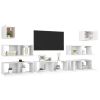 7 Piece TV Cabinet Set White Engineered Wood