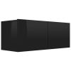 TV Cabinets 3 pcs High Gloss Black Engineered Wood