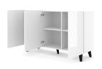 Diuna commode 145 3D / 56,9 in white / white gloss / black leg