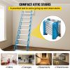 VEVOR Attic Steps Pull Down 12 Steps Attic Stairs, Alloy Attic Access Ladder, Blue Pulldown Attic Stairs, Wall-mounted Folding Stairs for Attic