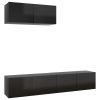 TV Cabinets 3 pcs High Gloss Black Engineered Wood