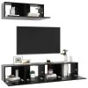 TV Cabinets 3 pcs High Gloss Black Engineered Wood