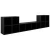 5 Piece TV Cabinet Set Black Engineered Wood