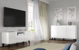 Diuna tv stand 145 2D1K / 56,9 in white / white gloss / black leg