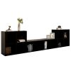 5 Piece TV Cabinet Set Black Engineered Wood