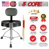 5 CORE Drum Throne with Backrest Thick Padded Adjustable Guitar Stool Motorcycle Style Saddle Music Chair Seat for Adult Drummers - DS CH BLK REST-LVR