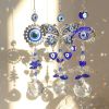 1pc Crystal Sun Catchers; Blue Butterfly Evil Eye Suncatcher Indoor Window With Prism Ball; Sunlight Rainbow Maker Good Luck Hanging Crystals Ornament