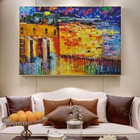 Handmade Wailing Wall Jerusalem Landscape Oil Paintings On Canvas Wall Art Decoration Modern Abstract Picture Home   Living Room hallway bedroom luxur (size: 90x120cm)