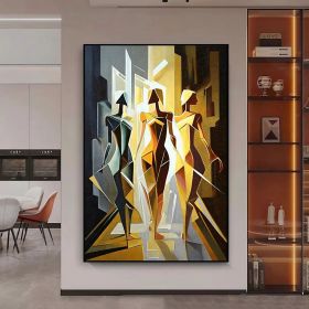 Handmade Oil Painting Woman Abstract Painting On Canvas Line Art Colorful Modern Wall Art Acrylic Painting Art Figure Painting For Home Decor (Style: 01, size: 90x130cm)