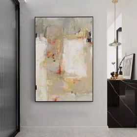 Hand Painted Large Abstract Oil Painting On Canvas Original Beige And Grey Canvas Wall Art Modern Textured Painting For Living Room Office Bedroom (Style: 01, size: 50x70cm)