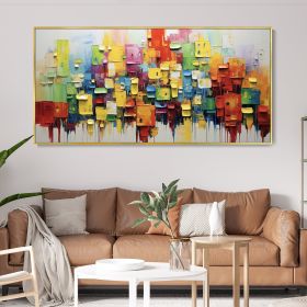 Handmade Oil Painting Abstract Urban Architecture Oil On Canvas Modern Texture Art Impasto Colorful Creative Home Wall Deco Palette Knife Painting Hol (Style: 01, size: 100x200cm)