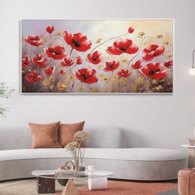 Hand Painted Abstract Red Flower Oil Painting Blooming Flower Texture Wall Art Beautiful Plants Elegant Home Decor Romantic Birthday Gift (Style: 01, size: 100x200cm)