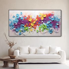 Handmade Oil Painting Abstract Colorful Geometric Texture Oil On Canvas Palette Knife Painting Modern Living Room Background Wall Deco Customized Nich (Style: 01, size: 80x160cm)