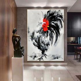 Original Hand Painted Rooster Cock Oil Painting On Canvas Modern Impressionist Animal Art Thick Paints Heavy Texture Aniaml Painting Wall Art For Home (Style: 01, size: 140x210cm)