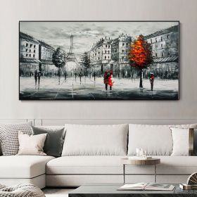 Handmade Oil Painting Abstract Art Figure Painting Black White Paris Wonders Landscape Painting On Canvas Modern Impressionist Fine Art (Style: 01, size: 60x120cm)