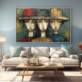 Hand Painted Abstract Cartoon Characters Oil Painting On Canvas Original Portraits Wall Art Colorful Figure Painting Large Living Room Wall Art Decor (Style: 01, size: 100x70cm)