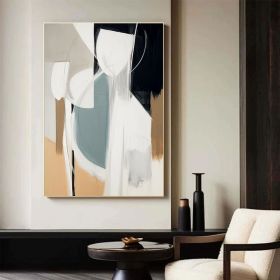 Original Beige Black and Gray Oil Paintin Beige Black and Gray Hand-Painted Abstract Ar Modern Wall Art Decor for Scandinavian Interiors (Style: 01, size: 70x100cm)