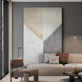 Grey and Beige Abstract Oil Painting on Canvas Large Original Hand-painted Canvas Wall Art Modern Minimalist Textured Art for Living Room (Style: 01, size: 60x90cm)