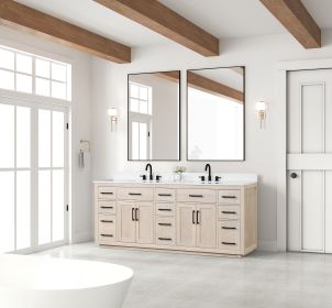 84" Bathroom Vanity with Double Sink, Modern Bathroom Vanity Set with Soft-Close Cabinet and 9 Drawers (Color: as Pic)