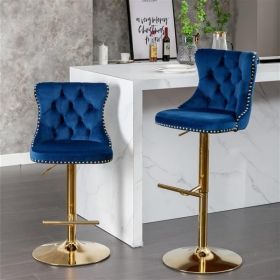 Furniture,Golden Swivel Velvet Barstools Adjusatble Seat Height from 25-33 Inch (Color: as picture)