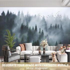 Large Silk Wall Murals, Cloud Wallpaper, 155in(W) x103in(H). Brings Luxury and Elegance to Interior Spaces. Perfect for Kids' Room, Living Room (Color: Forest Wallpaper155-1, size: 155 inx103 in)