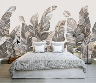 Large Silk Wall Murals, Cloud Wallpaper, 155in(W) x103in(H). Brings Luxury and Elegance to Interior Spaces. Perfect for Kids' Room, Living Room (Color: Leaf Wallpaper 02, size: 155 inx103 in)