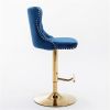 Furniture,Golden Swivel Velvet Barstools Adjusatble Seat Height from 25-33 Inch