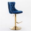 Furniture,Golden Swivel Velvet Barstools Adjusatble Seat Height from 25-33 Inch