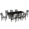 Farmhouse 9-Piece 83.9inch Extendable Dining Table Set with 2 12-inch Removable Leaves and 8 Upholstered Dining Chairs