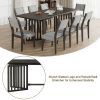 Farmhouse 9-Piece 83.9inch Extendable Dining Table Set with 2 12-inch Removable Leaves and 8 Upholstered Dining Chairs