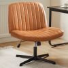 Cross Legged Office Living Room Rocking Gaming Chair Armless Wide Desk Adjustable Swivel Fabric Task Vanity Home Office