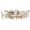 Farmhouse 9-Piece 83.9inch Extendable Dining Table Set with 2 12-inch Removable Leaves and 8 Upholstered Dining Chairs