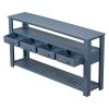 62.2'' Modern Console Table Sofa Table for Living Room with 4 Drawers and 2 Shelves