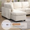 103" Sectional Sofa Couch Sofa Bed U-shaped Sofa with Two Movable Ottoman and Three USB Ports for Living Room