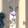 1pc Crystal Sun Catchers; Blue Butterfly Evil Eye Suncatcher Indoor Window With Prism Ball; Sunlight Rainbow Maker Good Luck Hanging Crystals Ornament