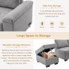 Sleeper Sectional Sofa, L-Shape Corner Couch Sofa-Bed with Storage Ottoman & Hidden Arm Storage & USB Charge for Living Room Apartment