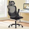 Mesh Ergonomic Office Computer Desk Chair Flip-up Arms Adjustable Headrests Comfortable Lumbar Support For Home Office