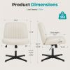 Cross Legged Office Living Room Rocking Gaming Chair Armless Wide Desk Adjustable Swivel Fabric Task Vanity Home Office